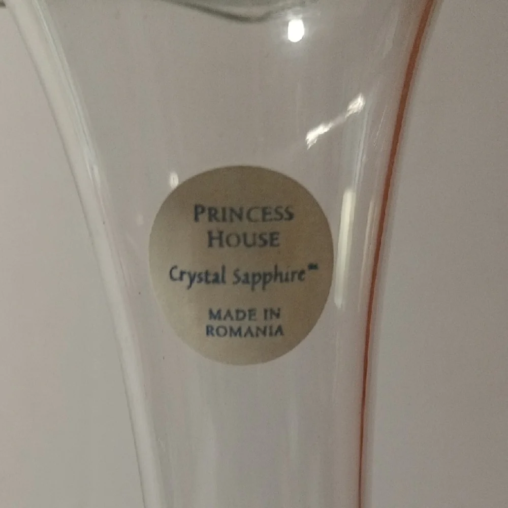 Princess House Clear and Blue Glass Vase